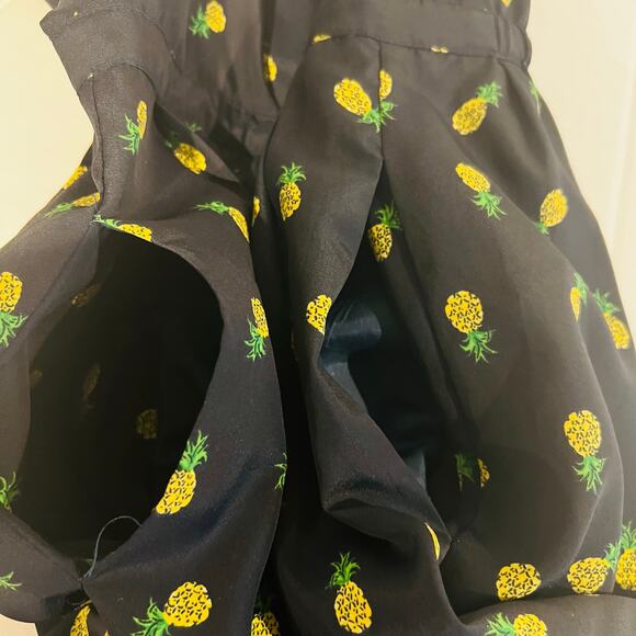 J. Crew Pineapple Print SpageStraos Satin Dress Size 00 Black Gold - Picture 9 of 10